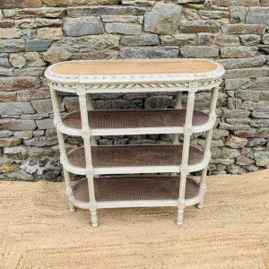 Etagère de style Louis XVI en bois laqué gris