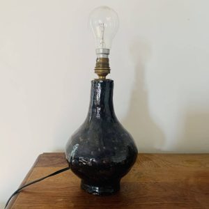 Ancien pied de lampe en terre cuite émaillée