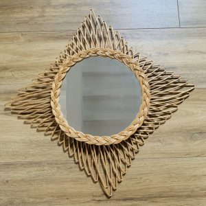 Miroir en osier vintage