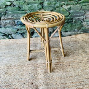 Tabouret en rotin vintage années 1960