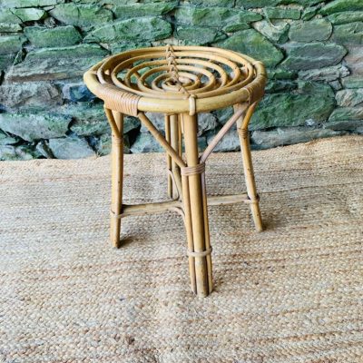 Tabouret en rotin vintage années 1960