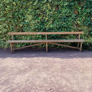 Ancien banc d’église en bois avec dossier -3 mètres -