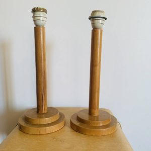 Paire de lampes vintage I.M.T. en bois années 70/80