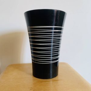 Vase vintage Scheurich noir à décor graphique – West Germany – années 70/80