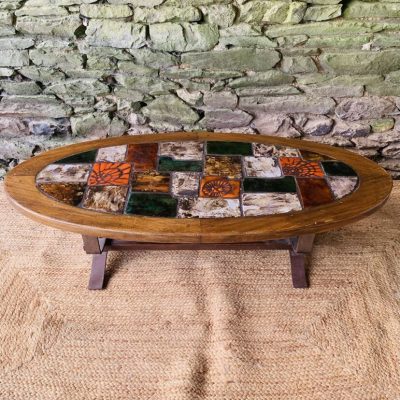 Table basse ovale vintage en céramique