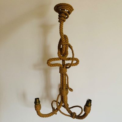 Lustre ancre en corde à 3 feux vintage Adrien Audoux et Frida Minet